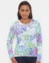 Long Sleeve Crewneck Tee Floral Graffiti